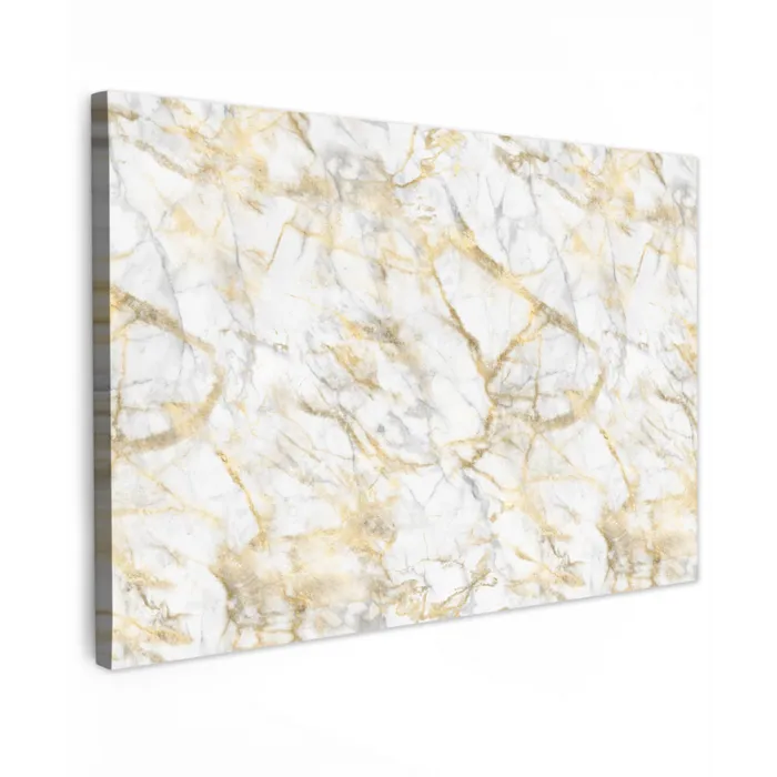 Marmer - Wit - Expressief - Goudaccenten Tuinposter op houten frame 2 cm dik klein 845 -3d