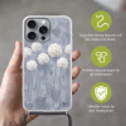 Bloemen - Illustratie - Blauw Hoesje iPhone 16 Pro Max met koord klein -sfeer2_DE