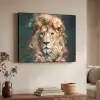 Leeuw - Leeuwenkop - Wilde dieren - Bloemen Textielframe - compleet frame klein -sfeer3