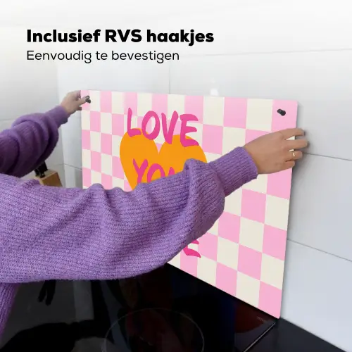 Valentijn - Love - Roze - Oranje Inductie beschemer met haakjes klein -ky-ophangen-nl
