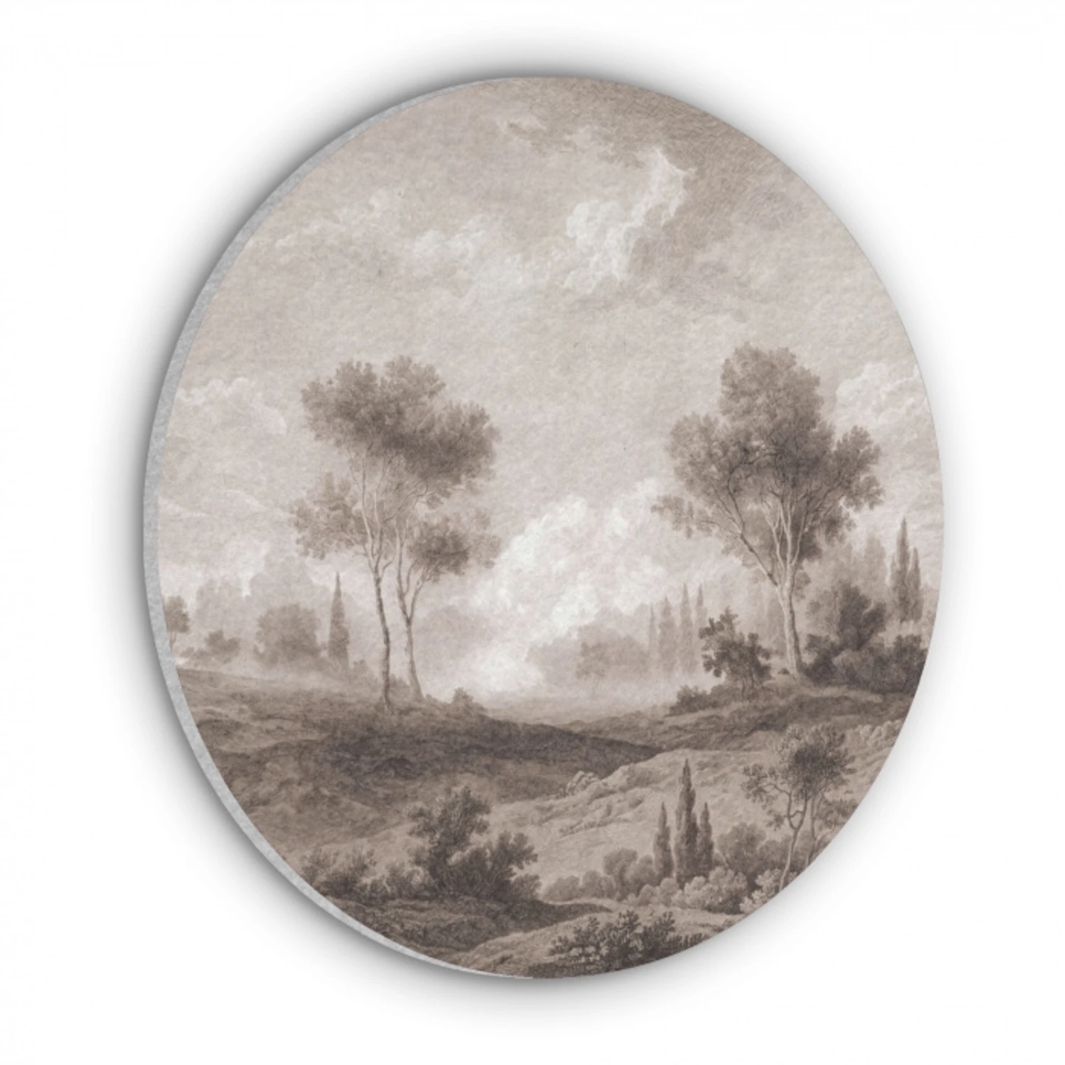 Klassiek - Landschap - Neutraal Akoestische PET Vilt - Rond klein -3d