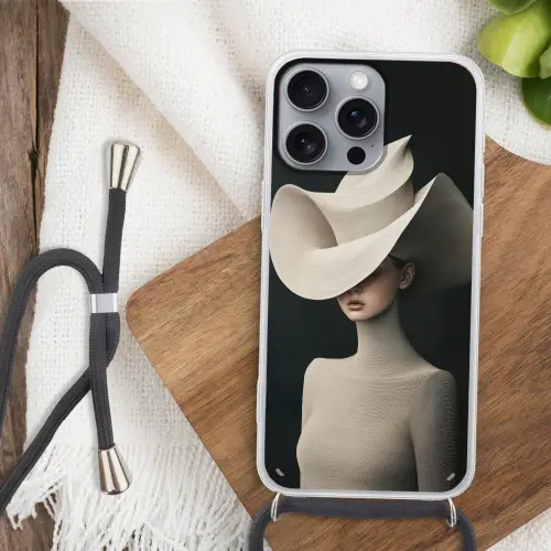 Vrouw - Golvende - Hoed Hoesje iPhone 16 Pro Max met koord klein -sfeer4