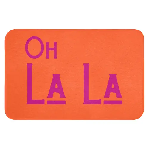 Oh la la - Oranje - Roze - Scheeflettertype Badmat klein -3d