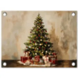 Kerstboom - Versierd - Kleurrijk tuinposter los doek klein -3d