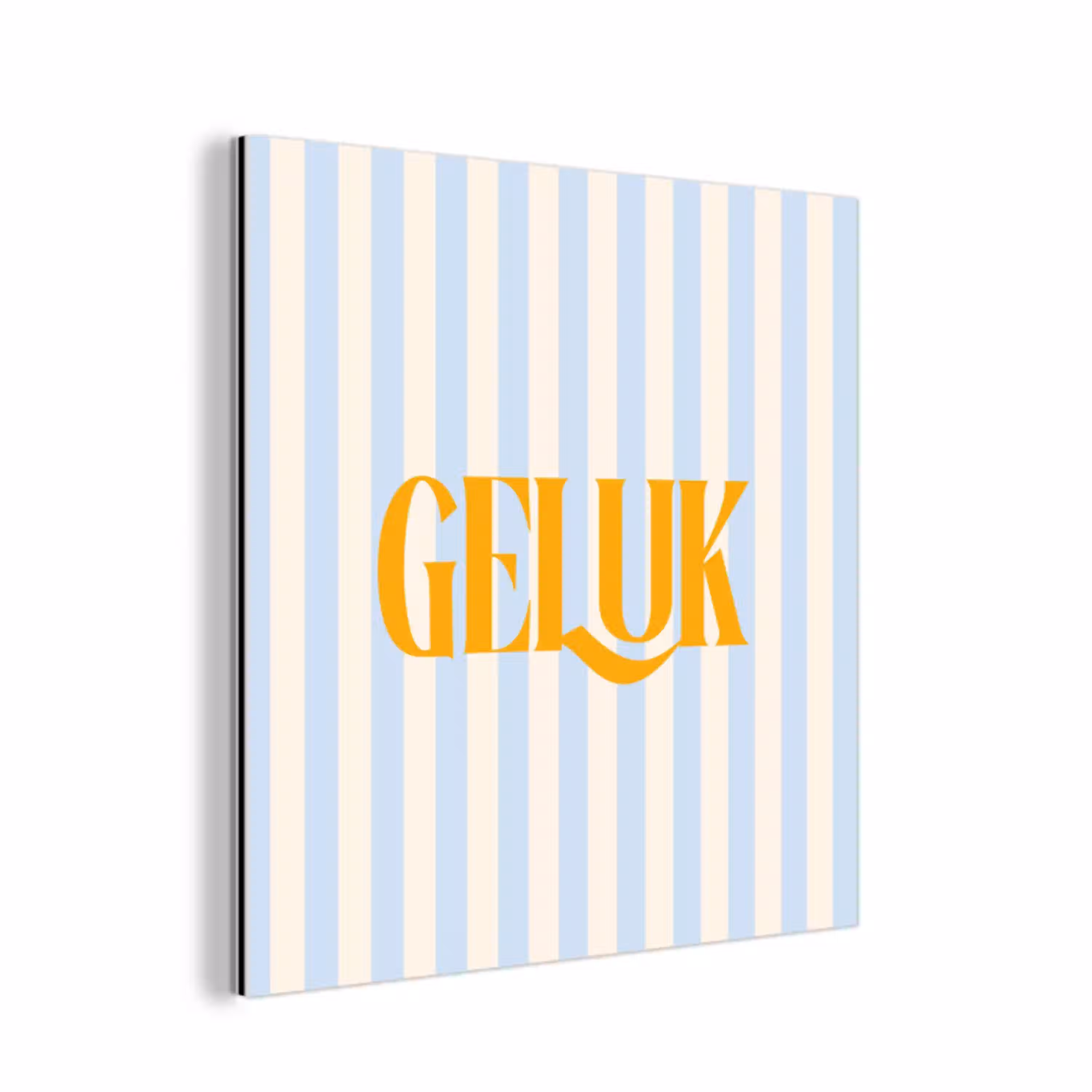 Oranje - Blauw - Strepen - Geluk aluminium wit klein -3d