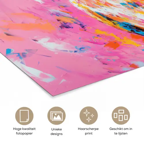 Uil - Roze - Blauw - Verf - Abstract poster papier klein -closeup_NL