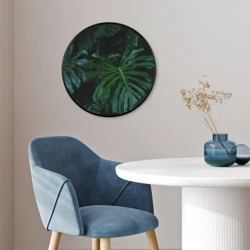 Monstera - Bladeren - Tropical Fotolijst rond zonder passe partout klein -sfeer2