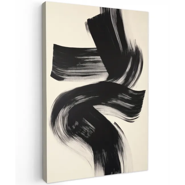 Strepen - Zwart - Abstract Tuinposter op houten frame 2 cm dik klein -3d