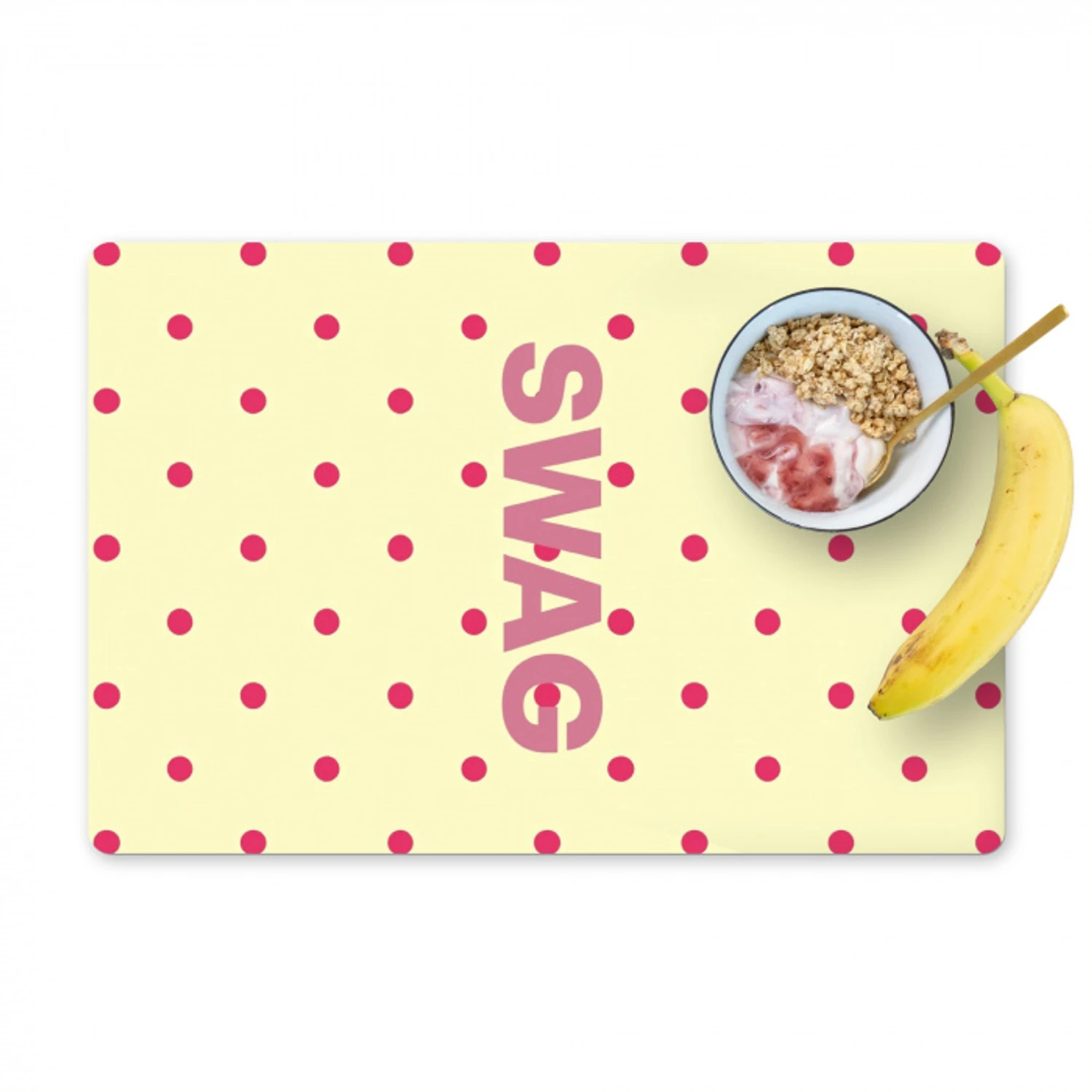 Swag - Roze - Stippen - Geel Placemat vinyl groot -zzzproduct_Kitchenyeah-website