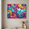 Abstract - Neon - Design - Kleurrijk - Graffiti Textielframe zwart klein -sfeer2