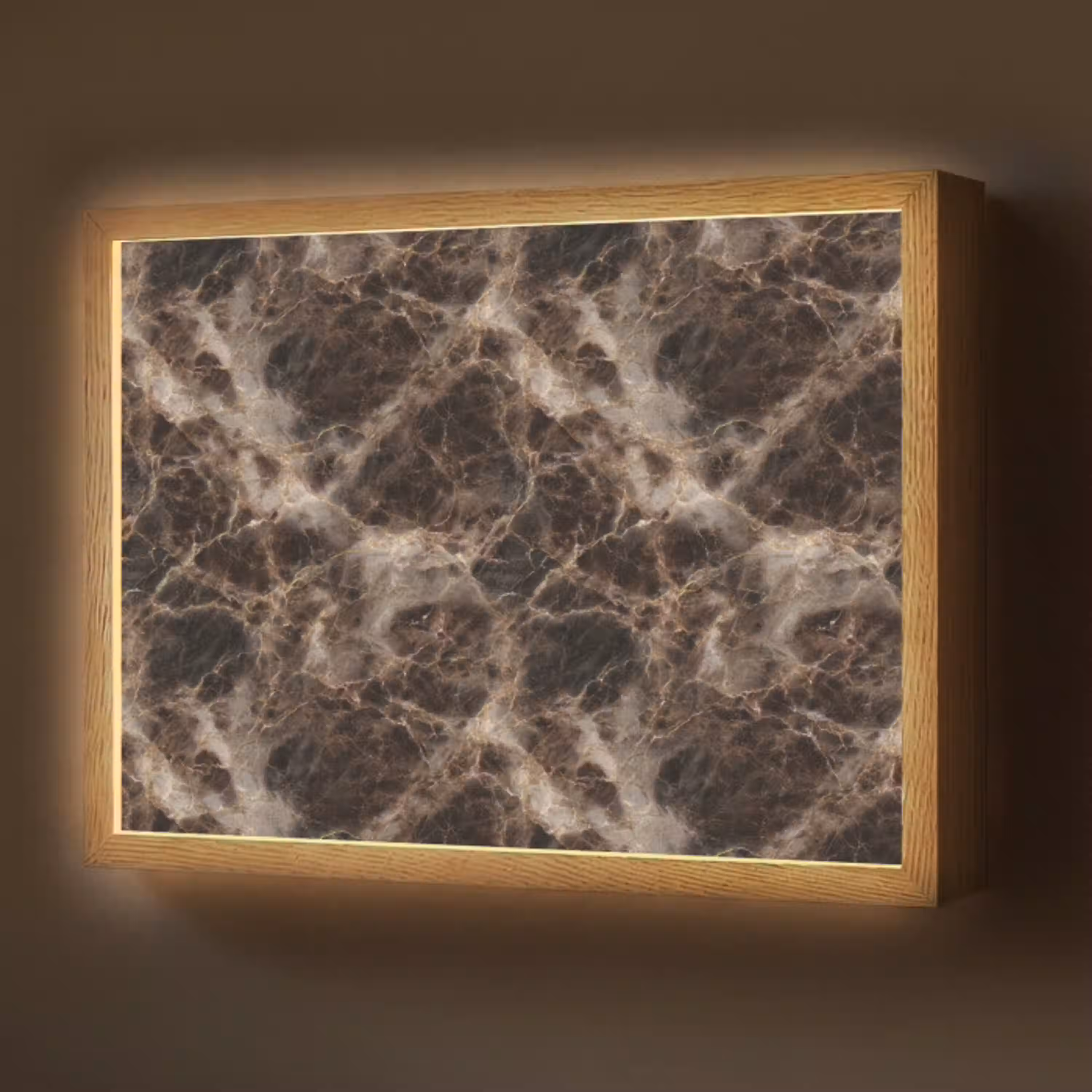 Bruin - Goud - Marmer Light Box met batterij (Wandlamp) middel 907 -z3d_website