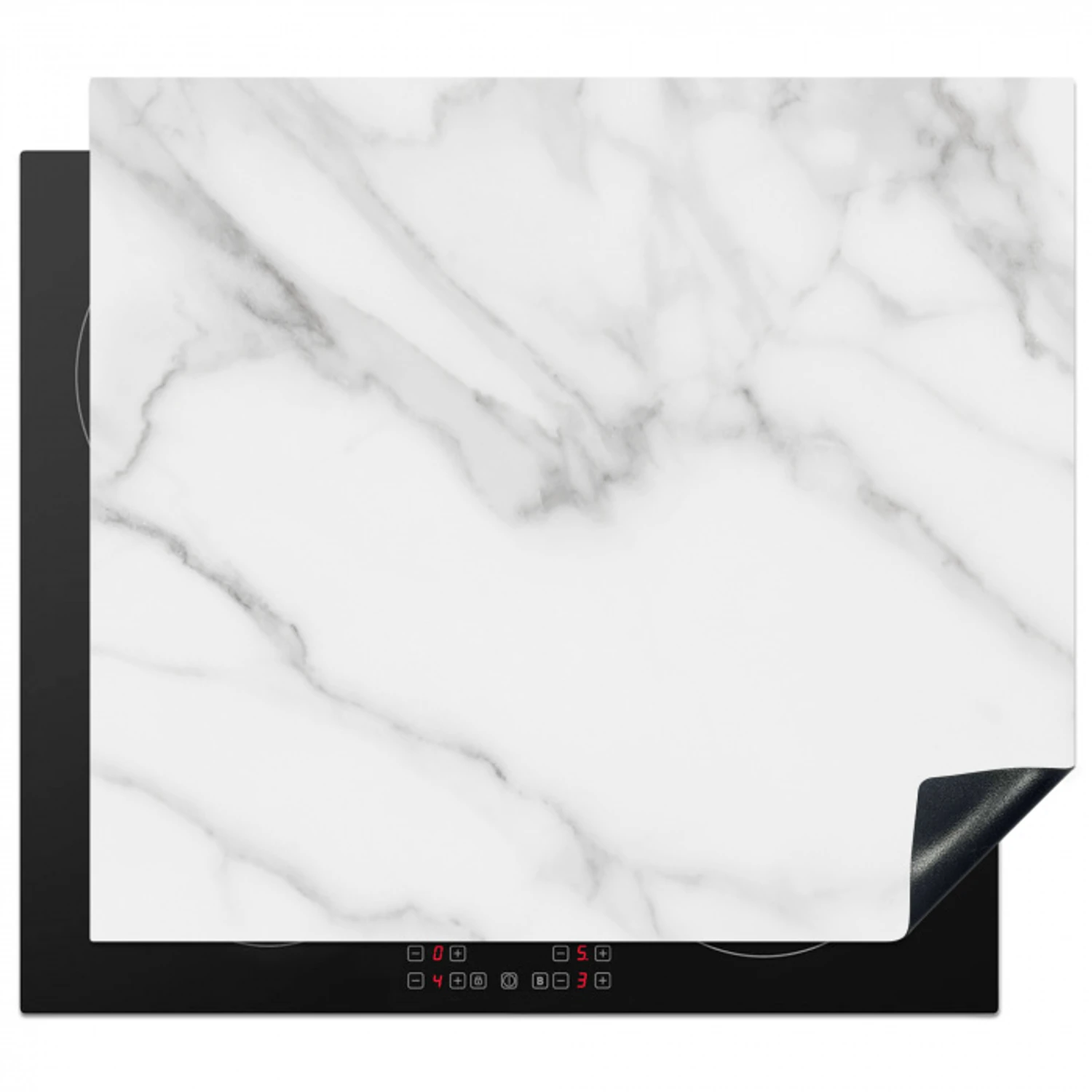 Wit Marmeren Zen Inductie beschermer vinyl 3mm middel -3d