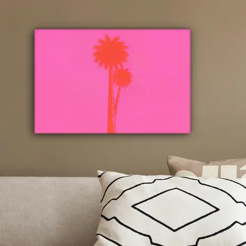 Palmbomen - Modern - Roze canvas 2cm klein -sfeer3