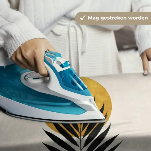 Zwart palmblad - Gouden cirkel - Beige achtergrond Wandkleed katoen klein -sfeer9