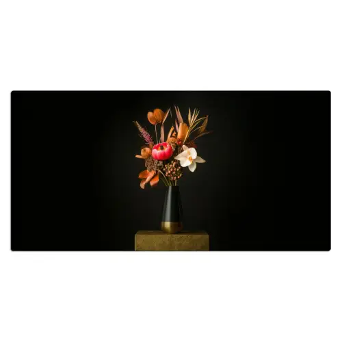Boeket - Oranje - Gouden - vaas Muismat XXL klein -3d_leeg