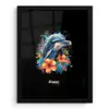 Dolfijn te midden van graffiti bloemen fotolijst zwart zonder passe partout klein -3d