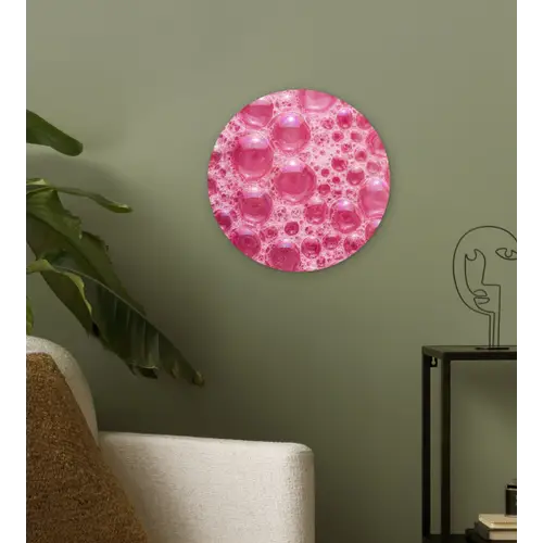 Roze - Schuim - Bubbels Wandcirkel kunststof plaat 5mm dik klein -sfeer3
