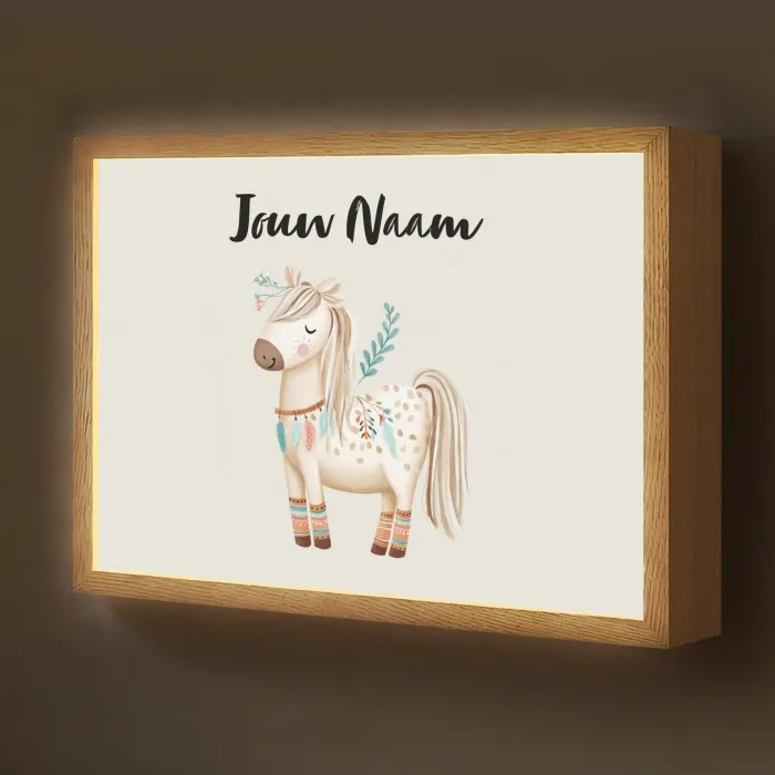 Pony - Lichtbruin - Vlekken - Veren Light Box met batterij (Wandlamp kind) middel -z3d_website