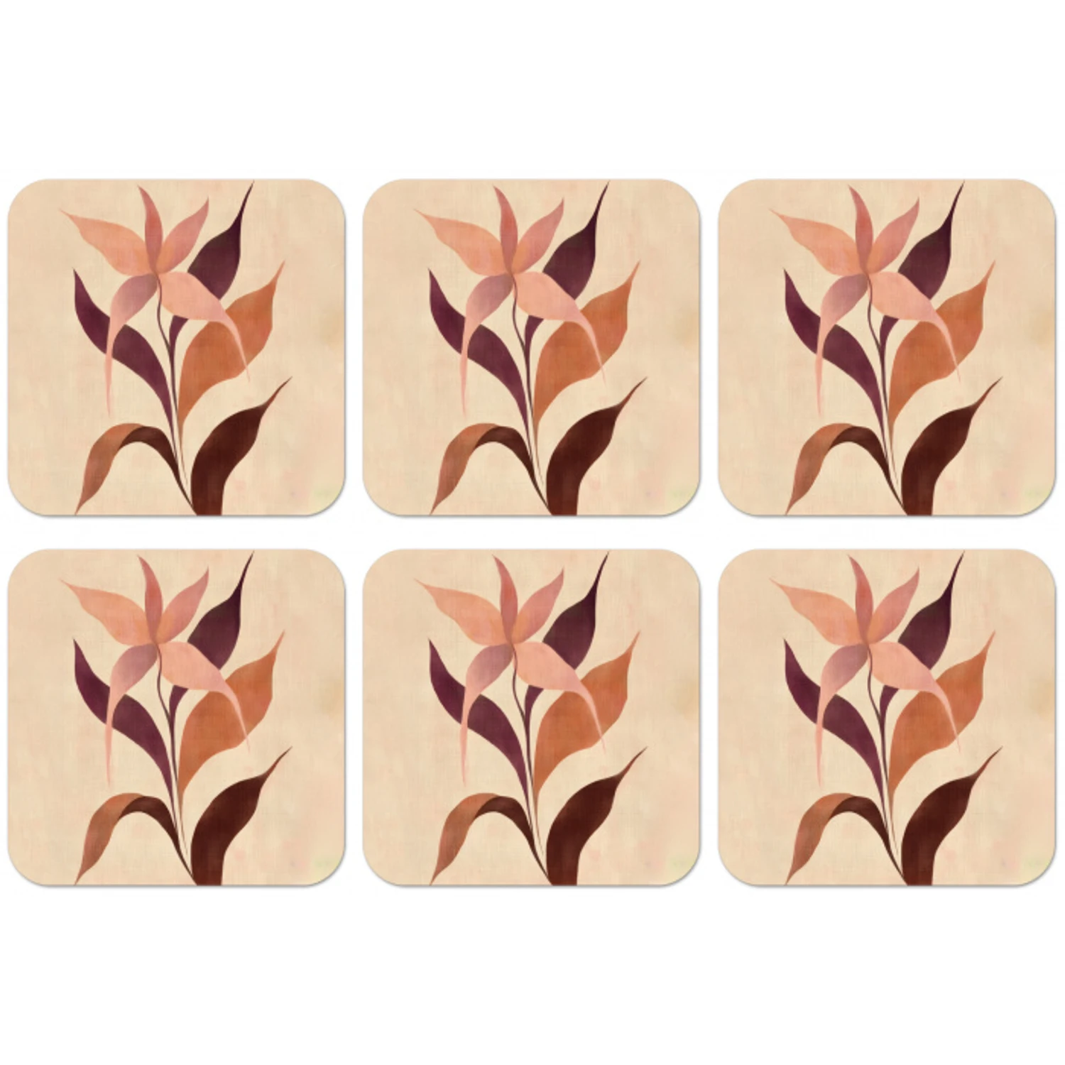 Minimalistisch - Bloem - Bladeren - Beige onderzetter kurk middel -zkaufland3dotto