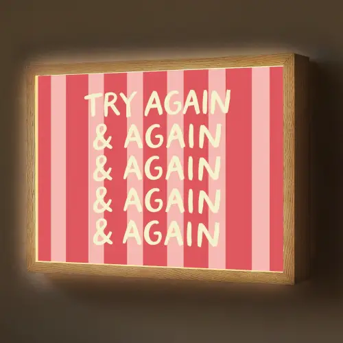 Strepen - Rood - Try again Light Box met batterij (Wandlamp) middel -z3d_website