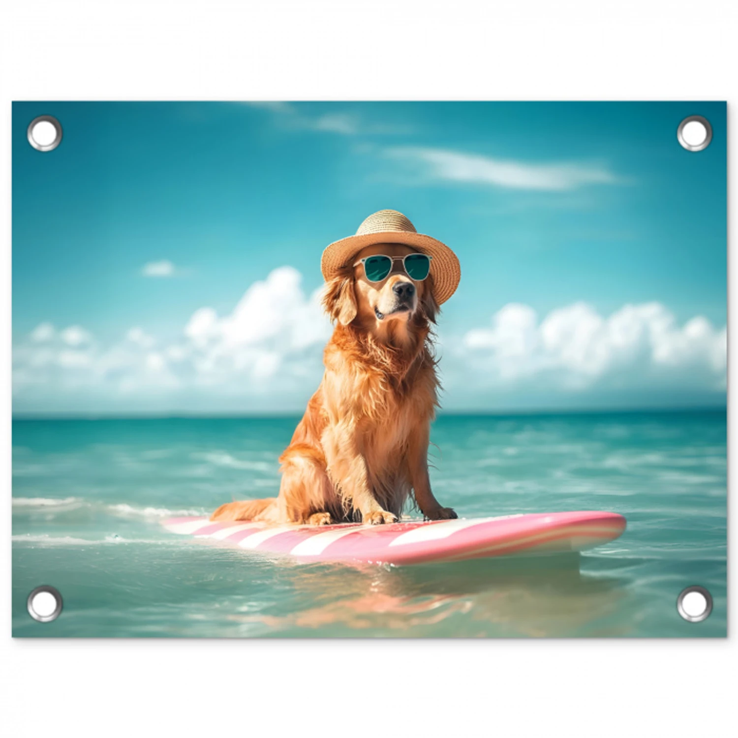 Zeewater - Hond - Golden retriever - Zonnebril tuinposter los doek klein -3d
