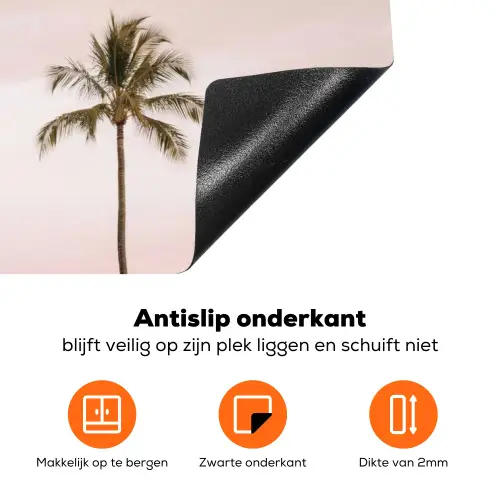 Palmbomen - Zonsondergang - Roze Inductie beschermer vinyl 3mm klein -zzzzzzz-td-onderkant