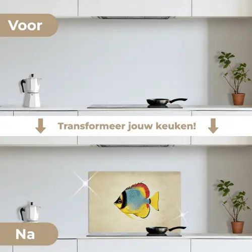 Kleurrijk - Vis - Schubben - Illustratie keuken achterwand spatscherm klein -voor_na_NL