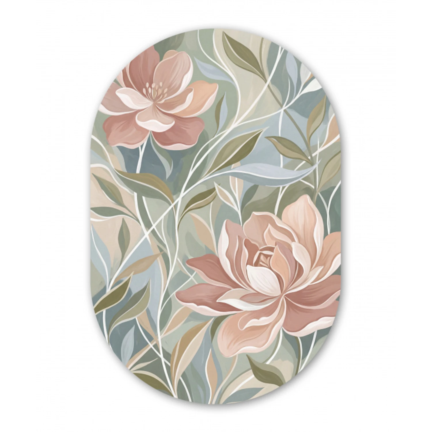 Elegant - Romantiek - Roze Wandcirkel Ovaal Forex klein -3d