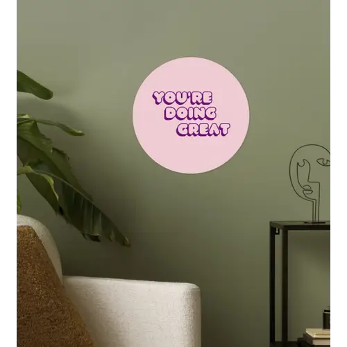You're doing great - Roze - Bubble letters Wandcirkel behangsticker klein -sfeer2