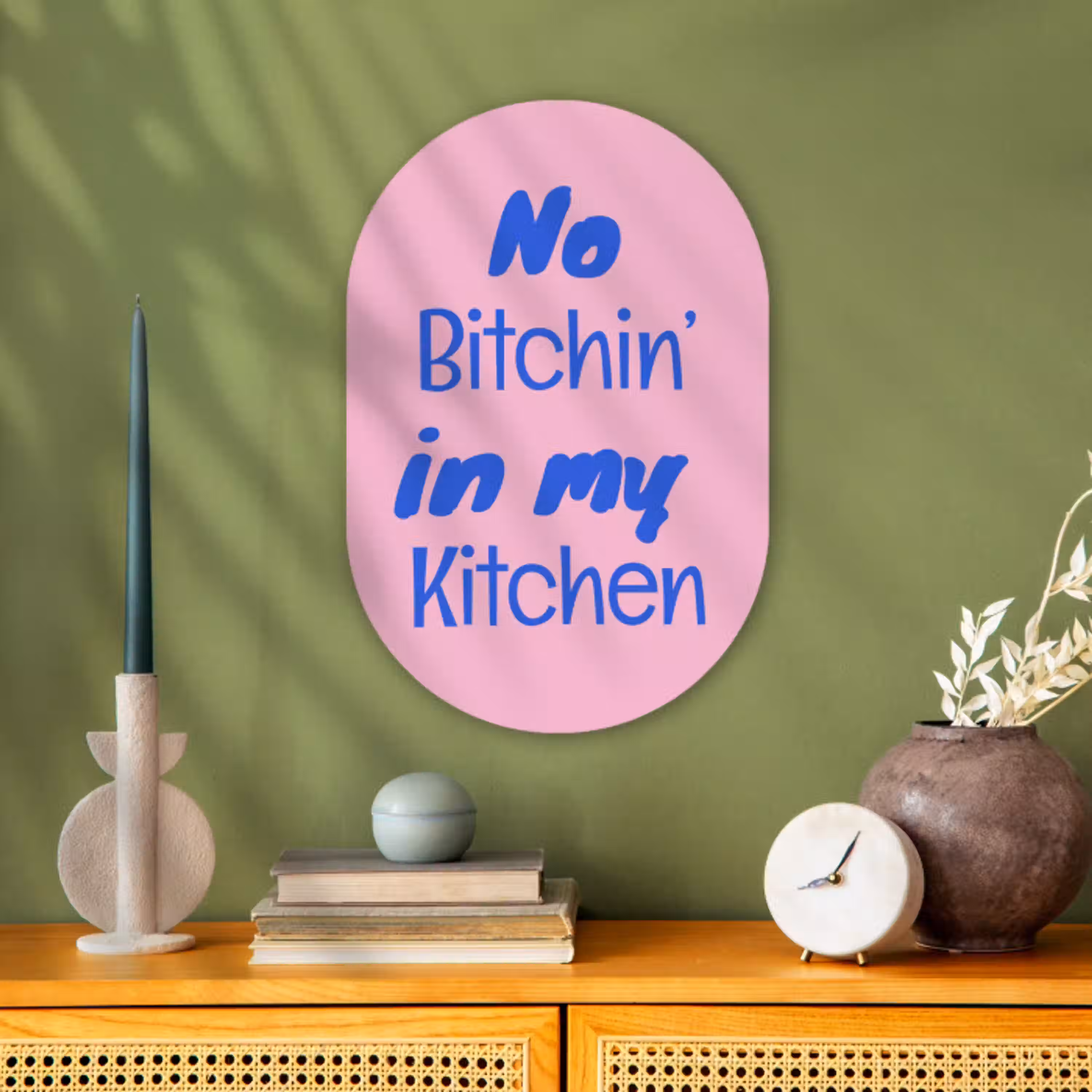 Quote - Blauw - Lettertype - Keuken Wandcirkel Ovaal Forex klein -sfeer2