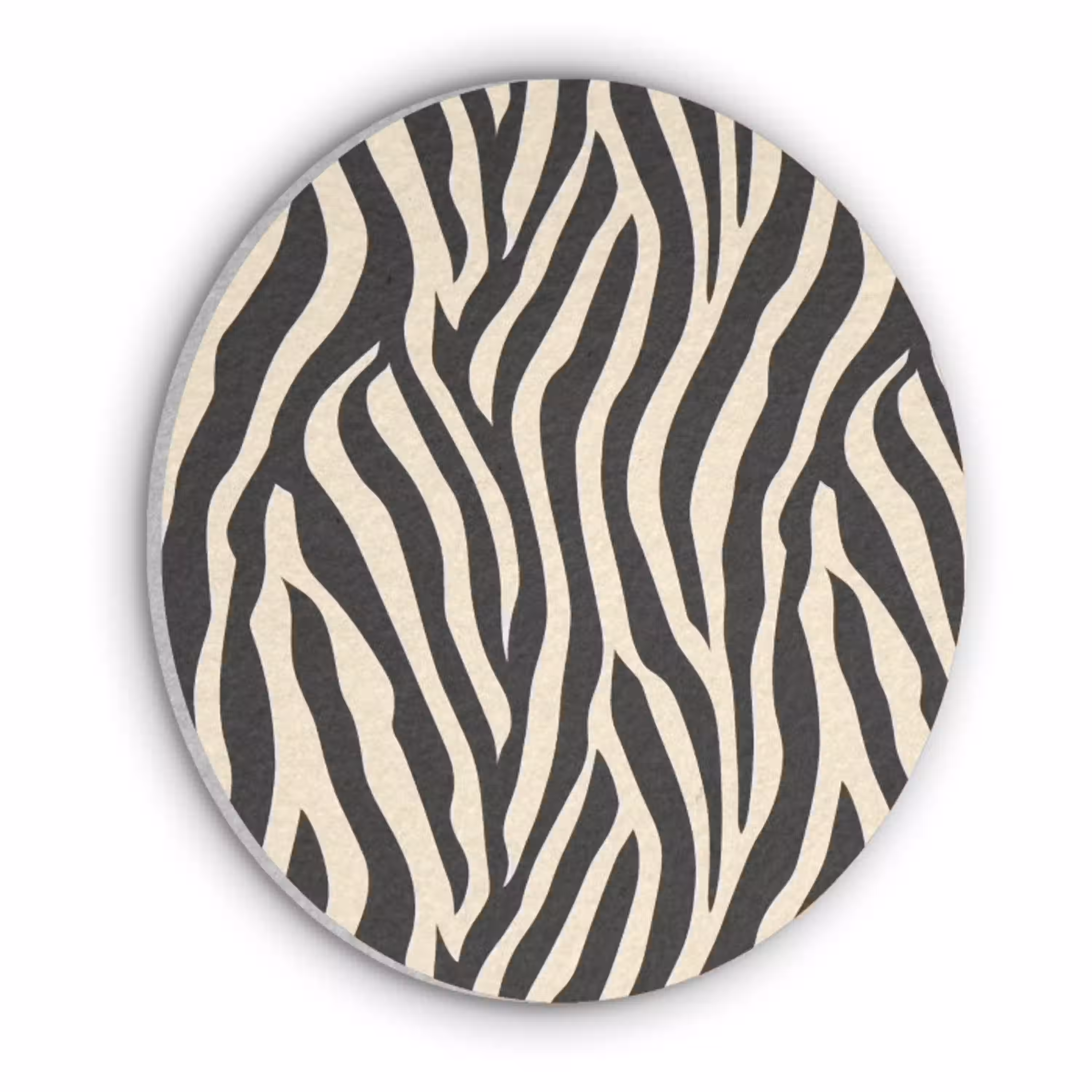Zebra - Print - Klassiek - Zwart Akoestische PET Vilt - Rond klein 838 -3d