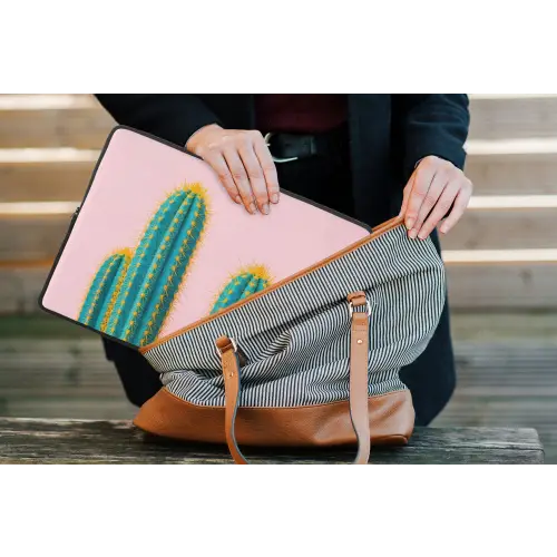 Cactussen - Modern - Pastel laptophoes neopreen klein -tas