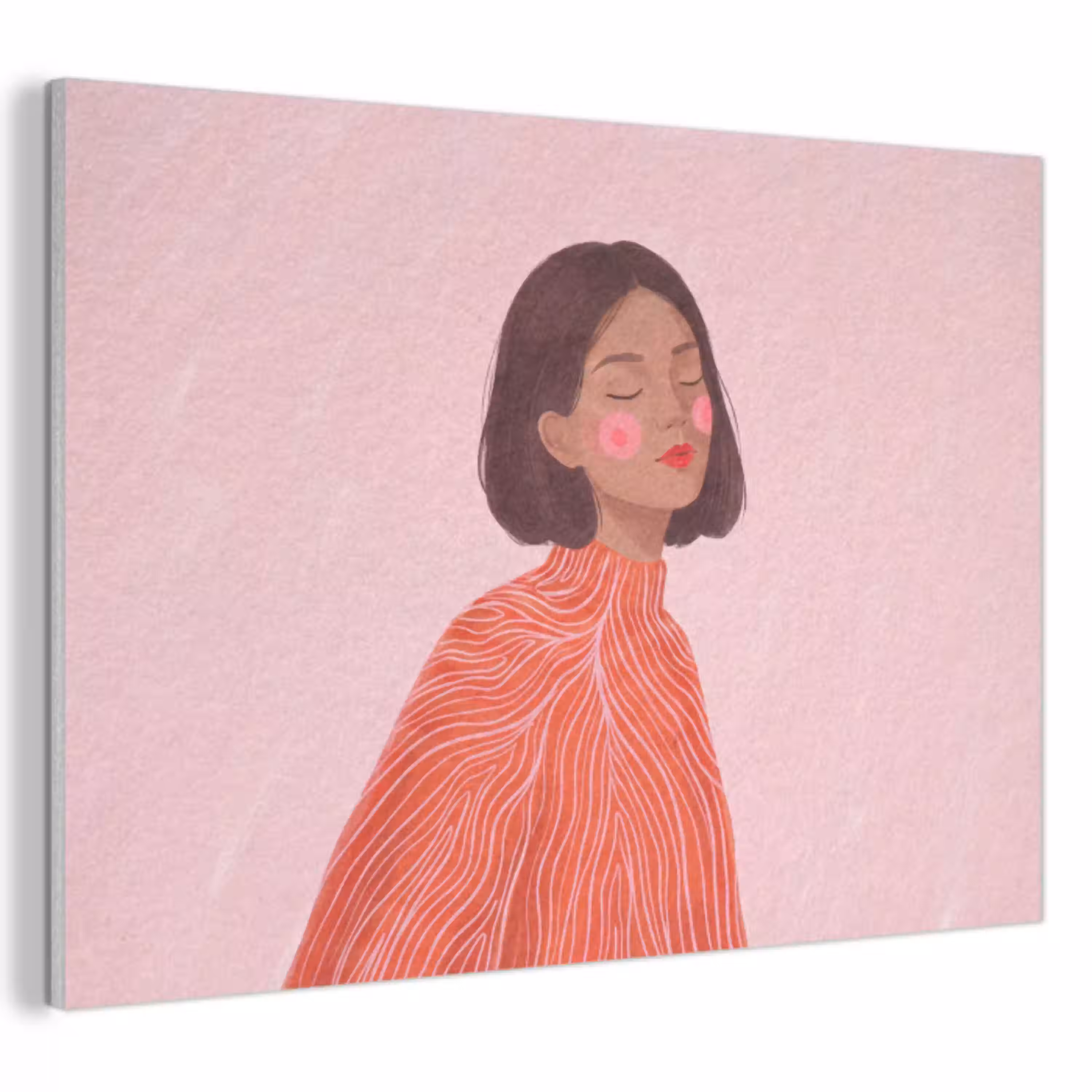 Vrouw - Portret - Modern - Kunst - Roze PET vilt klein -3d