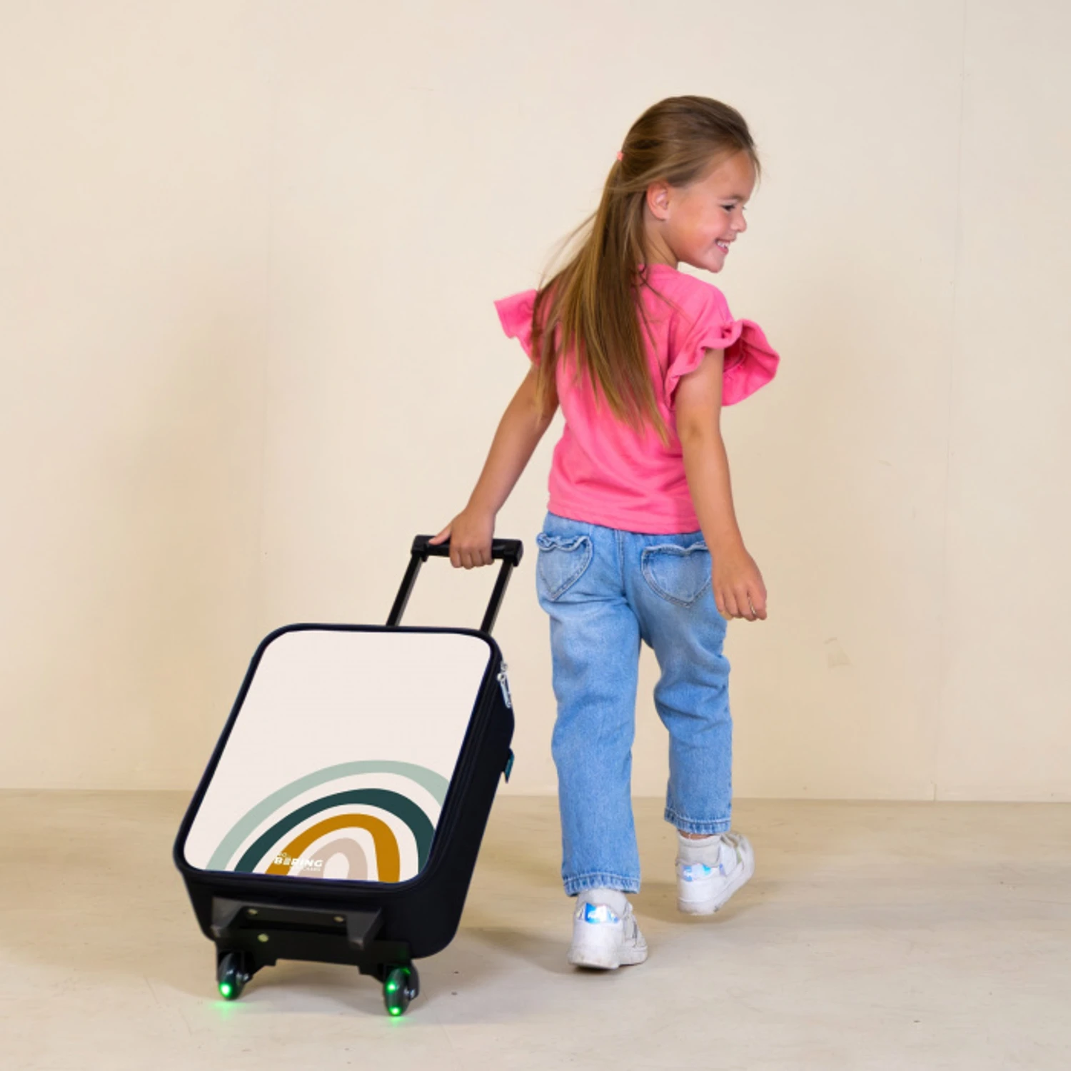 Ruwe regenboog aqua Kinderkoffer - Zwart klein -sfeer1