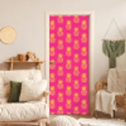 Ananas - Trendy - Roze deurposter klein 289 -sfeer2