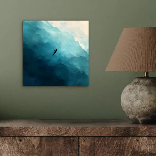Zee - Silhouet - Abstract - Blauw aluminium wit klein -sfeer2
