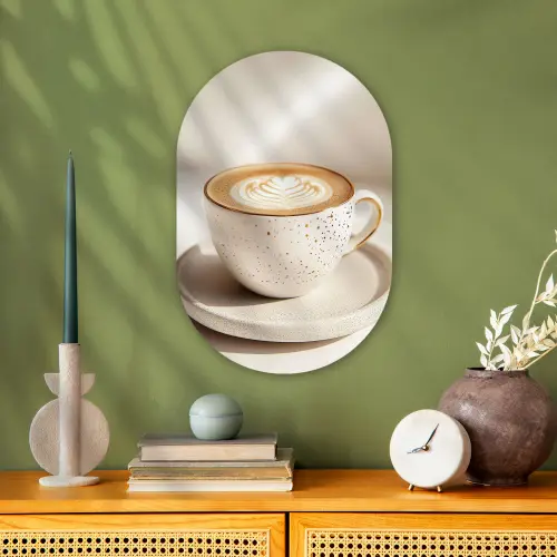 Cappuccino - Schuim - Schotel - Beige Wandcirkel Ovaal Forex klein -sfeer2