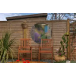Doorkijk - Bloemen - Raam - Natuur Wandcirkel tuinposter met ringen klein -buiten3