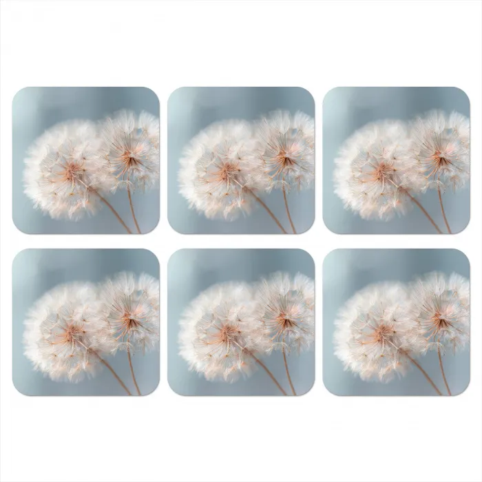 Paardenbloemen - Pluisjes - Wit onderzetter kurk middel -3d