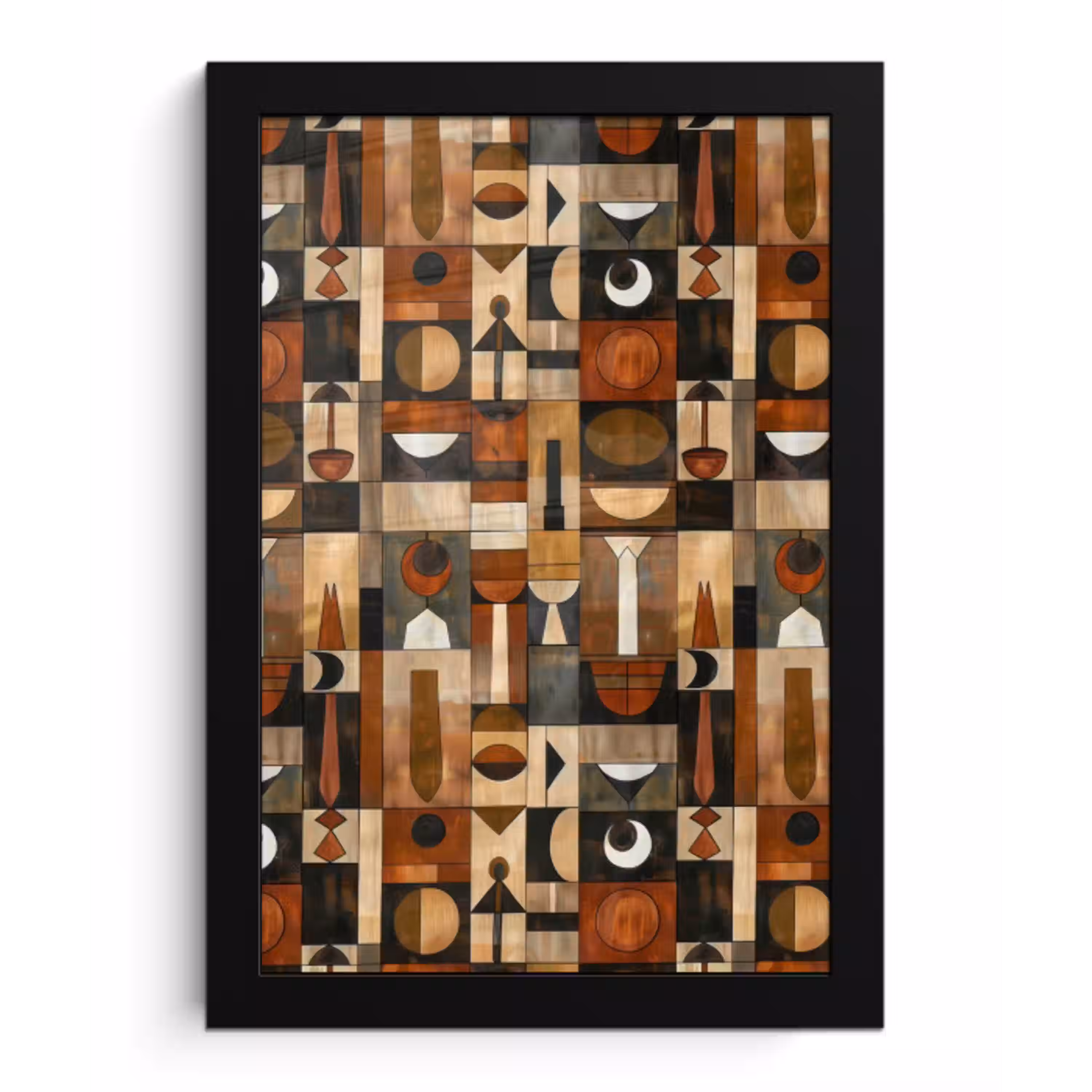 Terracotta - Geometrisch - Mid-Century - Patroon fotolijst zwart zonder passe partout klein 224 -3d