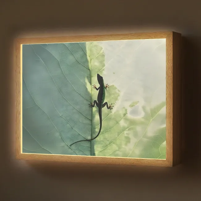 Lightbox - Wandleuchte - Eidechse - Blatt - Venen - Grün