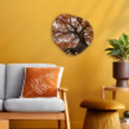 Boom - Bladerdak - Herfst - Oranje - Sfeervol Wandcirkel Organisch Forex 3mm klein -sfeer4