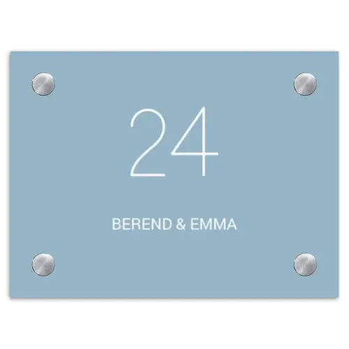 Effen - Lichtblauw - Klassiek Naambord Rechthoek middel -3d
