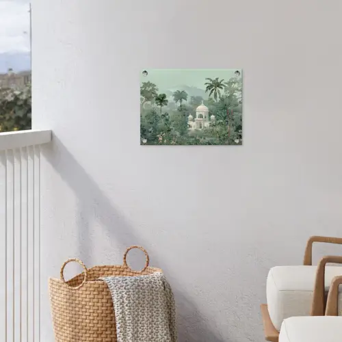 Tropische tuin - Koepelgebouw - Bloemen tuinposter los doek klein -sfeer8