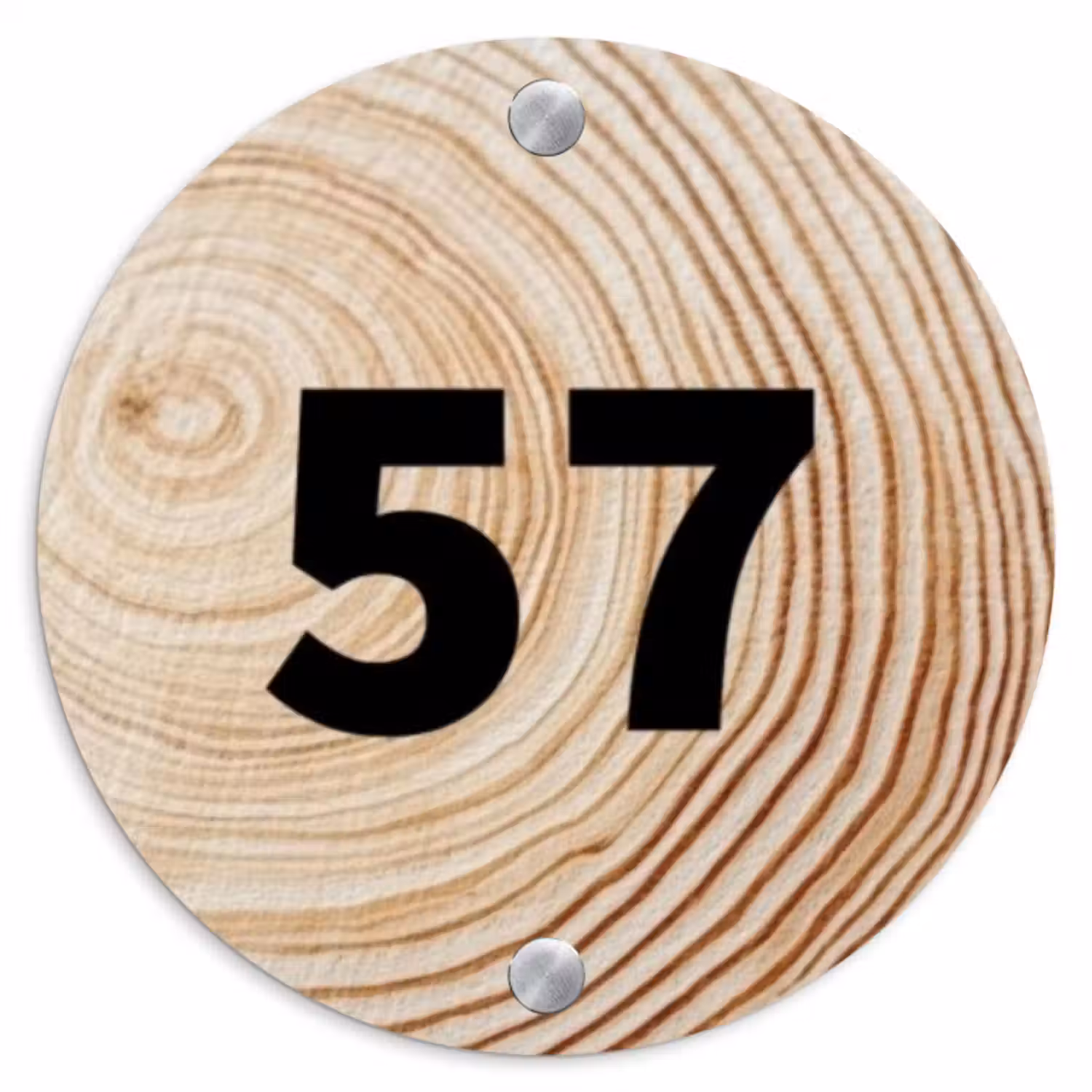 Naambordje voordeur - Rond - Houten nerf - Traditioneel