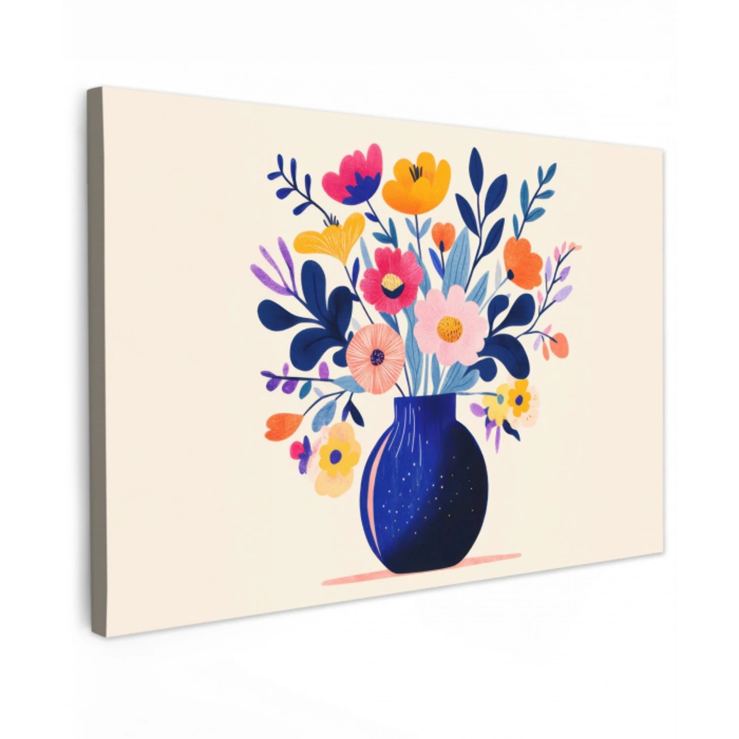 Vaas - Bloemen - Boeket Tuinposter op houten frame 2 cm dik klein -3d
