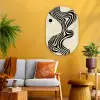 Beige - Lijnen - Golvend -  Abstract Wandcirkel Ovaal Glas middel -sfeer4