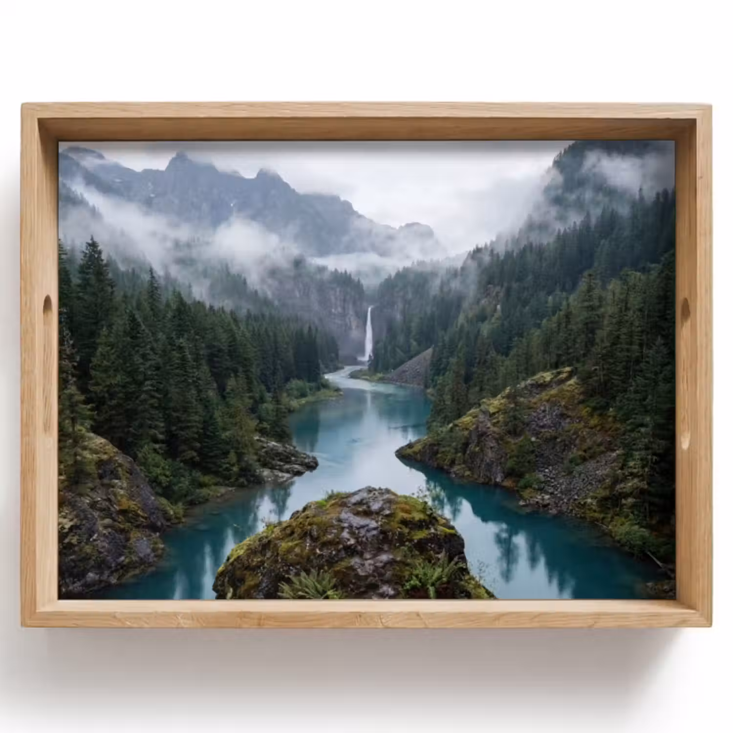 Dienblad - Waterval - Bomen - Bergen