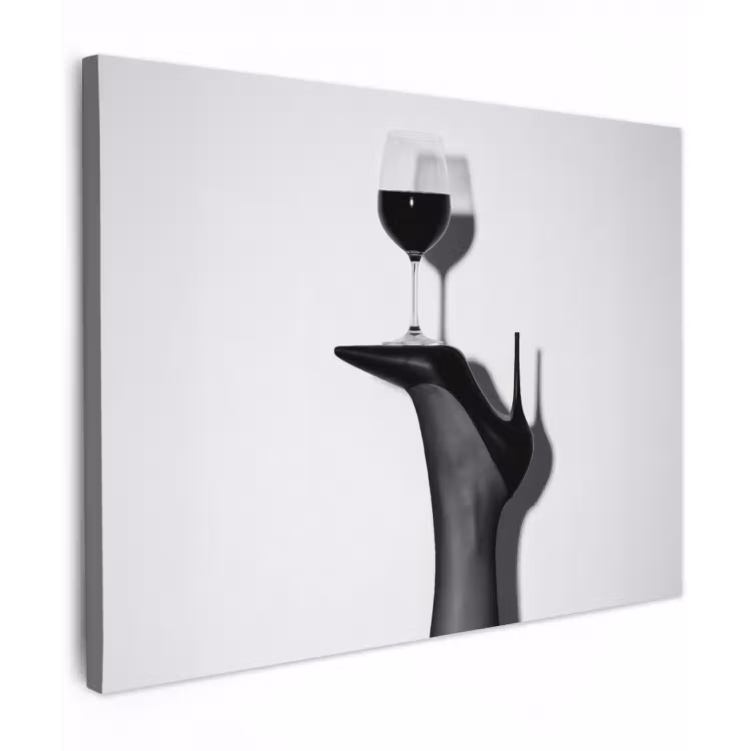 Leinwandbild - Absatz - Wein - Minimalistisch - Schwarz