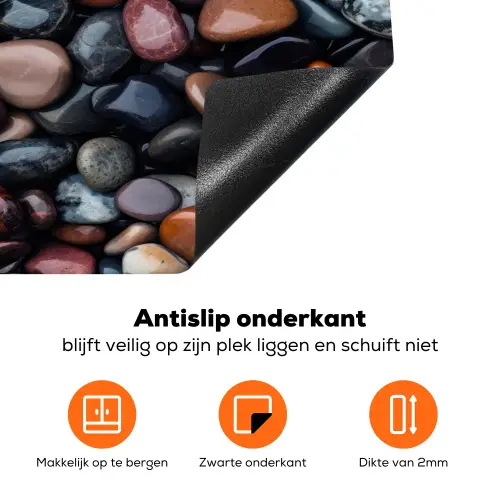 Donker - Kiezels - Glans Inductie beschermer vinyl 3mm klein 276 -zzzzzzz-td-onderkant